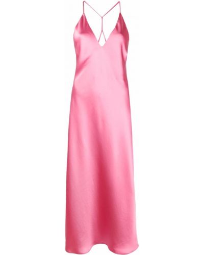 Κοκτέιλ φόρεμα με λαιμόκοψη v Blanca Vita ροζ