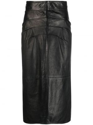 Kožená sukně s vysokým pasem Versace Pre-owned - černá