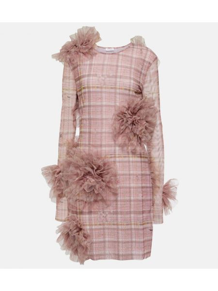 Карирана рокля Acne Studios розово