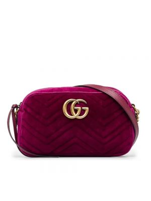 Welurowa torba na ramię Gucci Vintage fioletowa