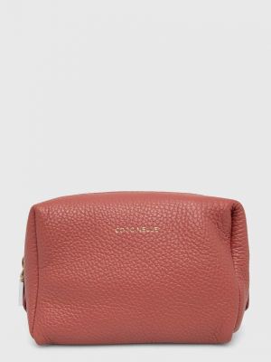 Usnjena kozmetična torbica Coccinelle roza