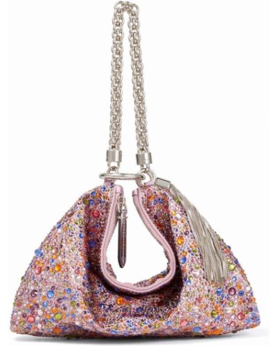 Listová kabelka s perlami Jimmy Choo ružová