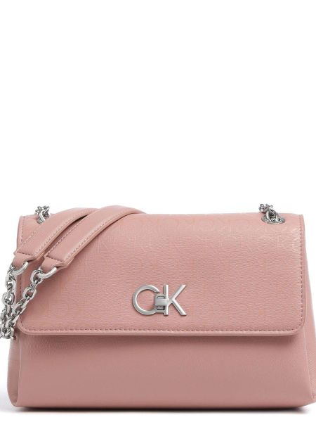 Кожаная сумка через плечо из искусственной кожи Calvin Klein розовая