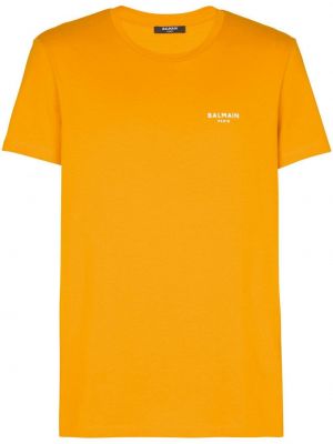Pamut póló nyomtatás Balmain narancsszínű