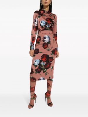 Pouzdrová sukně s potiskem Dolce & Gabbana růžové