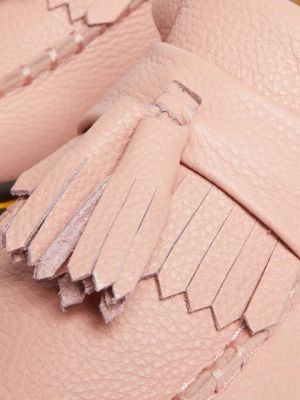 Kožené mokasíny na podpatku na plochém podpatku Dr. Martens růžové