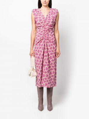 Midi šaty Isabel Marant růžové