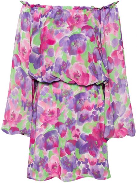 Virágos kiszélesedő ruha nyomtatás Rotate Birger Christensen lila