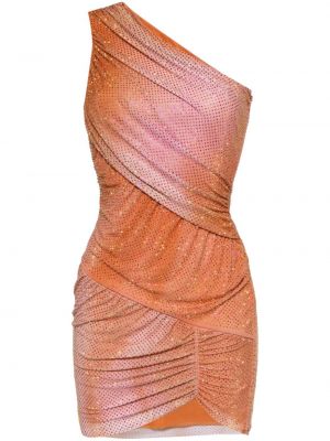 Мрежеста коктейлна рокля Self-portrait оранжево