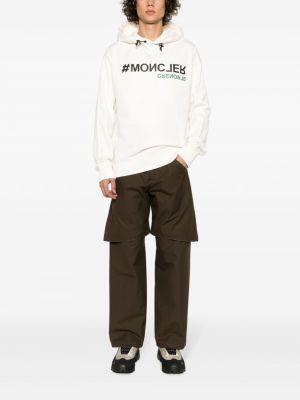 Kokvilnas kapučdžemperis ar apdruku Moncler Grenoble balts