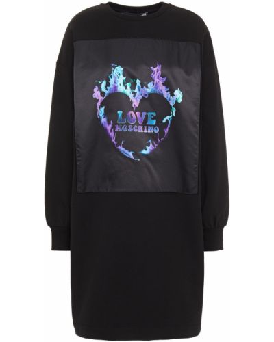 Сатиновое платье мини Love Moschino, черный
