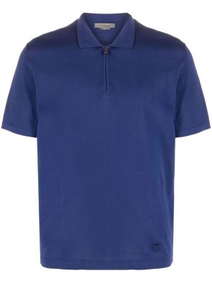 Поло тениска с цип Corneliani синьо