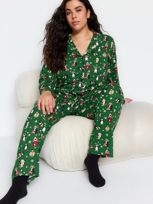 Pijamale tricotate Trendyol verde