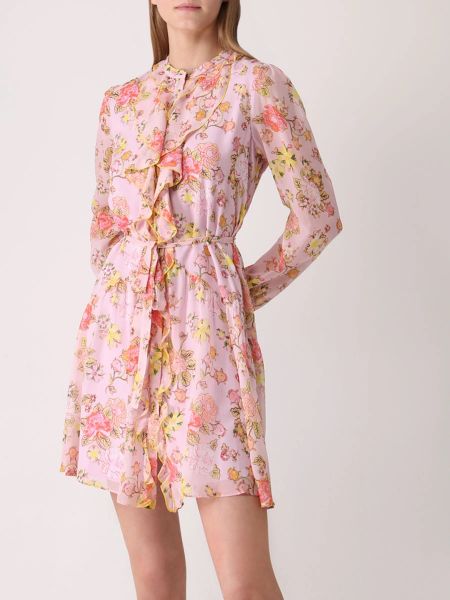 Шелковое платье с принтом Saloni розовое