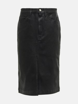 Bavlněné džínová sukně s vysokým pasem Frame - černá