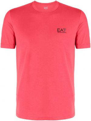 T-shirt con stampa con scollo tondo Ea7 Emporio Armani rosso