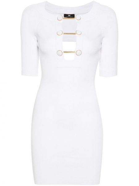 Плетена мини рокля Elisabetta Franchi бяло