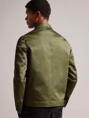 Атласная приталенная куртка Ted Baker зеленая