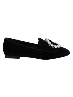 Samt loafer mit kristallen Dolce & Gabbana schwarz