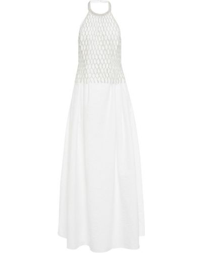 Bavlnené dlouhé šaty Brunello Cucinelli biela