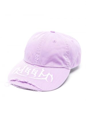 Medvilninis siuvinėtas kepurė su snapeliu Msgm violetinė