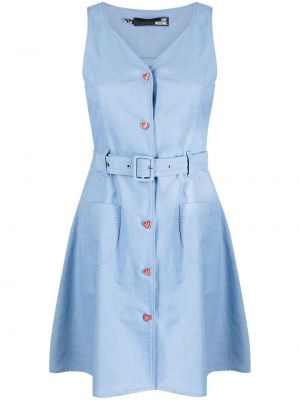 Mini vestido con botones sin mangas Love Moschino azul