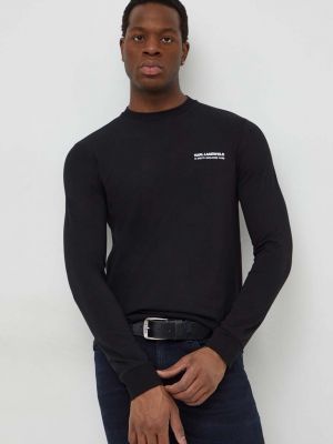 Tričko s dlouhým rukávem s potiskem s dlouhými rukávy Karl Lagerfeld černé