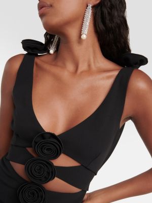 Volnena obleka s cvetličnim vzorcem Magda Butrym črna