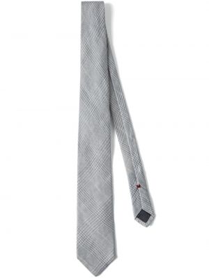 Cravată în carouri Brunello Cucinelli gri