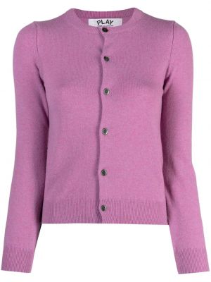 Cardigan de lână tricotate cu motiv cu inimi Comme Des Garcons Play violet