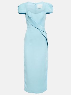 Jedwabna sukienka midi wełniana Roland Mouret niebieska