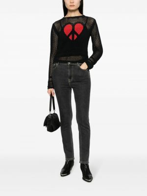 Megztinis su širdelėmis Moschino Jeans juoda