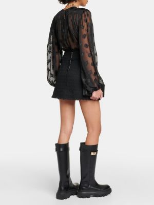 Μάλλινη φούστα mini tweed Dolce&gabbana μαύρο