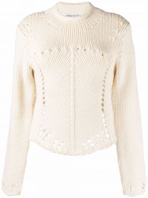 Вълнен пуловер с кръгло деколте Victoria Beckham бяло