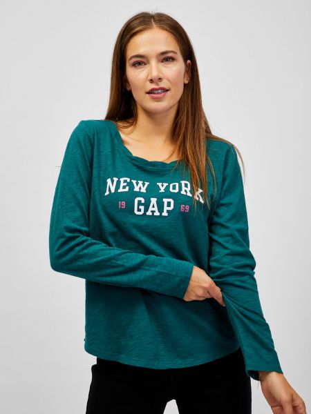 Tričko s dlhými rukávmi Gap zelená