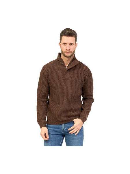 Sweter z wysokim kołnierzem Yes Zee brązowy