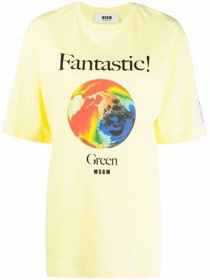 Koszulka bawełniana z nadrukiem Msgm żółta
