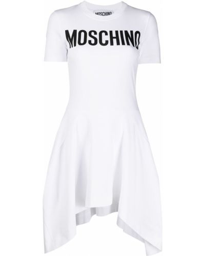 Сукня з логотипом плісироване Moschino, біле