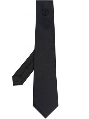 Jedwabny krawat z nadrukiem Giorgio Armani czarny