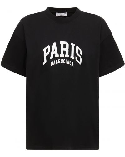 Pamut póló nyomtatás Balenciaga fekete