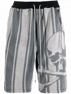 Shorts de sport à rayures à imprimé Mastermind World gris