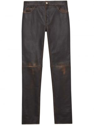 Pantalon droit en cuir effet usé Courrèges marron