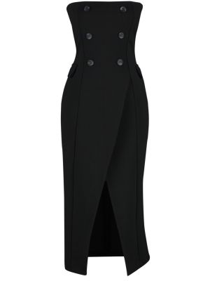 Πλεκτή μίντι φόρεμα με κουμπιά Trendyol μαύρο