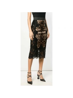 Falda midi con estampado leopardo Dolce & Gabbana negro