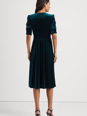 Бархатное вечернее платье Lauren Ralph Lauren зеленое