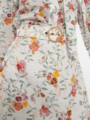 Lanena midi suknja s cvjetnim printom Zimmermann