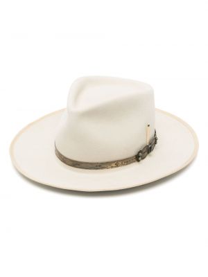 Вълнена шапка с периферия от филц Nick Fouquet бяло