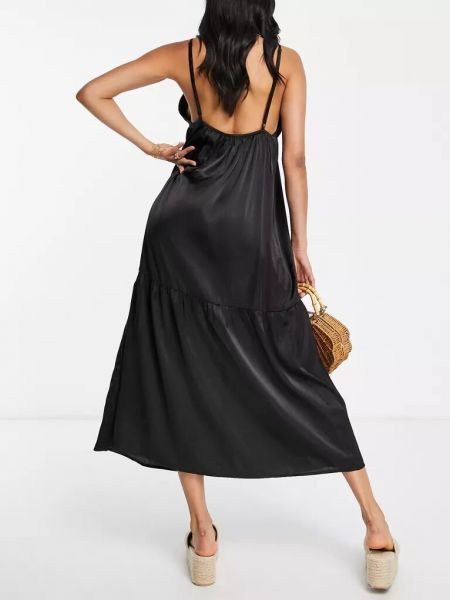 Длинное платье с вырезом на спине с глубоким декольте Esmee черное