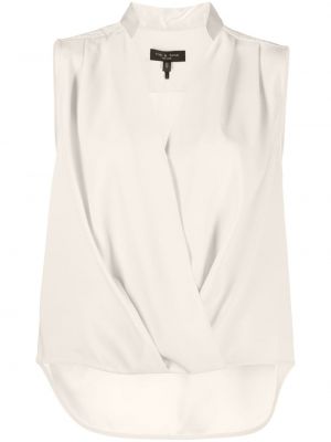 Сатенена блуза с драперии Rag & Bone бяло