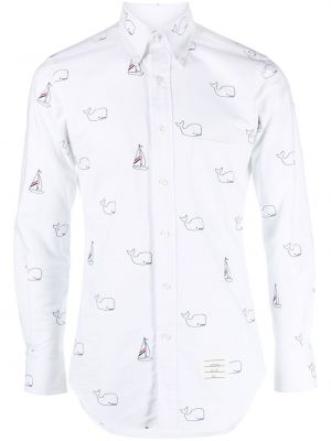 Риза бродирана Thom Browne бяло